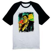 Camiseta Raglan Frankenstein Apertando os parafusos