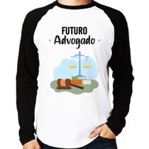 Camiseta Raglan Futuro Advogado Manga Longa - Foca na Moda Camiseta Raglan Futuro Advogado Manga Longa - Foca na Moda
