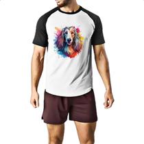 Camiseta Raglan Galgo afegao Watercolor Arte Camiseta Raglan Galgo afegao Watercolor Arte