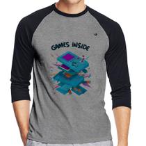 Camiseta Raglan Games Inside Manga 3/4 - Foca na Moda