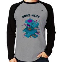 Camiseta Raglan Games Inside Manga Longa - Foca na Moda