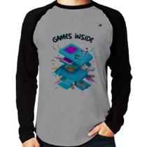 Camiseta Raglan Games Inside Manga Longa - Foca na Moda Camiseta Raglan Games Inside Manga Longa - Foca na Moda