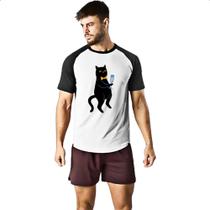 Camiseta Raglan Gato drink de peixe