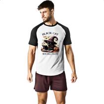 Camiseta Raglan Gato Preto clube social Camiseta Raglan Gato Preto clube social