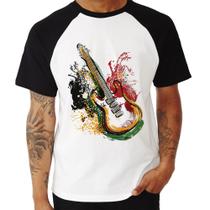 Camiseta Raglan Guitarra Reggae - Foca na Moda Camiseta Raglan Guitarra Reggae - Foca na Moda