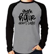 Camiseta Raglan Gym Hair Don't Care Manga Longa - Foca na Moda