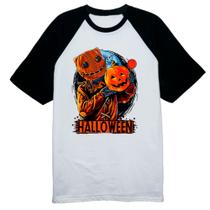 Camiseta Raglan Halloween Espantalho doces ou travessuras