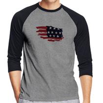 Camiseta Raglan Handrawn Flag Manga 3/4 - Foca na Moda