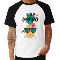 Camiseta Raglan Hello Verão - Foca na Moda