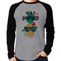 Camiseta Raglan Hello Verão Manga Longa - Foca na Moda Camiseta Raglan Hello Verão Manga Longa - Foca na Moda