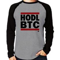 Camiseta Raglan Hodl BTC Manga Longa - Foca na Moda