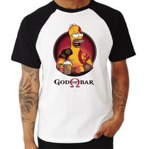 Camiseta Raglan Homer Simpson God of Bar War Geek Nerd Séries - King of Print