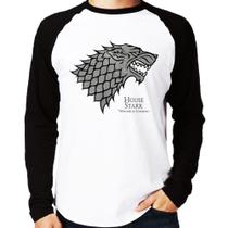 Camiseta Raglan House Stark: Winter is Coming Manga Longa - Foca na Moda