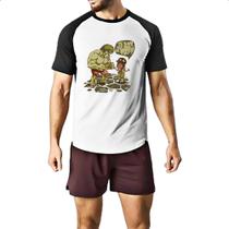 Camiseta Raglan Hulk e Chaves mas nao se irrite Camiseta Raglan Hulk e Chaves mas nao se irrite