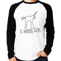 Camiseta Raglan I Like Me Manga Longa - Foca na Moda