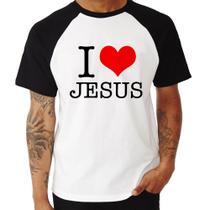 Camiseta Raglan I Love Jesus - Foca na Moda Camiseta Raglan I Love Jesus - Foca na Moda