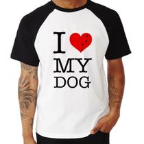 Camiseta Raglan I love My Dog - Foca na Moda