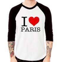 Camiseta Raglan I love Paris Manga 3/4 - Foca na Moda Camiseta Raglan I love Paris Manga 3/4 - Foca na Moda