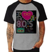 Camiseta Raglan I Love the 80's - Foca na Moda Camiseta Raglan I Love the 80's - Foca na Moda