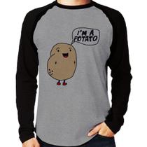 Camiseta Raglan I'm A Potato Manga Longa - Foca na Moda