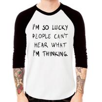 Camiseta Raglan I'm so Lucky Manga 3/4 - Foca na Moda