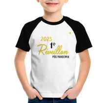 Camiseta Raglan Infantil 2023 1º Réveillon Pós Pandemia - Foca na Moda