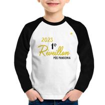 Camiseta Raglan Infantil 2023 1º Réveillon Pós Pandemia Manga Longa - Foca na Moda