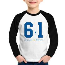 Camiseta Raglan Infantil 6x1 Eu sei que seis lembram Manga Longa - Foca na Moda