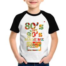 Camiseta Raglan Infantil 80's Baby 90's made me - Foca na Moda Camiseta Raglan Infantil 80's Baby 90's made me - Foca na Moda