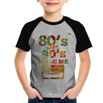 Camiseta Raglan Infantil 80's Baby 90's made me - Foca na Moda