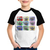 Camiseta Raglan Infantil 80's Cassette Tapes - Foca na Moda