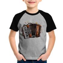 Camiseta Raglan Infantil Acordeon Sanfona - Foca na Moda
