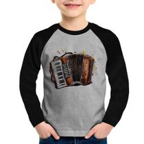 Camiseta Raglan Infantil Acordeon Sanfona Manga Longa - Foca na Moda