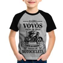 Camiseta Raglan Infantil Alguns vovôs jogam bingo, vovôs de verdade andam de motocicleta - Foca na Moda