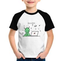 Camiseta Raglan Infantil Alien Hello World! - Foca na Moda Camiseta Raglan Infantil Alien Hello World! - Foca na Moda