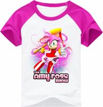 Camiseta Raglan infantil Amy Sonic Rosa - Calor