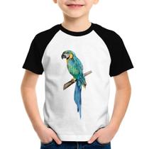 Camiseta Raglan Infantil Arara Azul - Foca na Moda