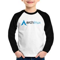 Camiseta Raglan Infantil Arch Linux Logo Manga Longa - Foca na Moda
