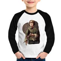 Camiseta Raglan Infantil Arya Stark Valar Morghulis Manga Longa - Foca na Moda Camiseta Raglan Infantil Arya Stark Valar Morghulis Manga Longa - Foca na Moda