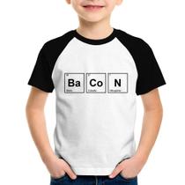 Camiseta Raglan Infantil Bacon Tabela Periódica - Foca na Moda