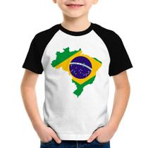 Camiseta Raglan Infantil Bandeira Brasil Mapa - Foca na Moda Camiseta Raglan Infantil Bandeira Brasil Mapa - Foca na Moda