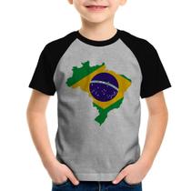 Camiseta Raglan Infantil Bandeira Brasil Mapa - Foca na Moda Camiseta Raglan Infantil Bandeira Brasil Mapa - Foca na Moda