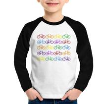 Camiseta Raglan Infantil Bicicletas Coloridas Manga Longa - Foca na Moda