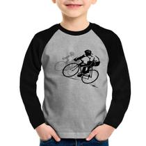 Camiseta Raglan Infantil Bike Corrida Manga Longa - Foca na Moda