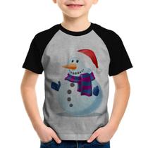 Camiseta Raglan Infantil Boneco de neve - Foca na Moda
