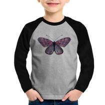 Camiseta Raglan Infantil Borboleta Lilás Manga Longa - Foca na Moda Camiseta Raglan Infantil Borboleta Lilás Manga Longa - Foca na Moda