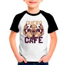 Camiseta Raglan Infantil Branca Quero Café 01