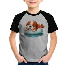 Camiseta Raglan Infantil Cachorrinho Na Piscina - Foca na Moda