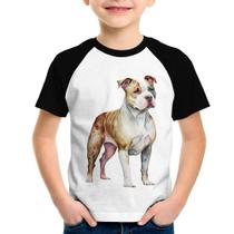 Camiseta Raglan Infantil Cachorro Pitbull - Foca na Moda Camiseta Raglan Infantil Cachorro Pitbull - Foca na Moda