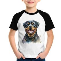 Camiseta Raglan Infantil Cachorro Rottweiler - Foca na Moda